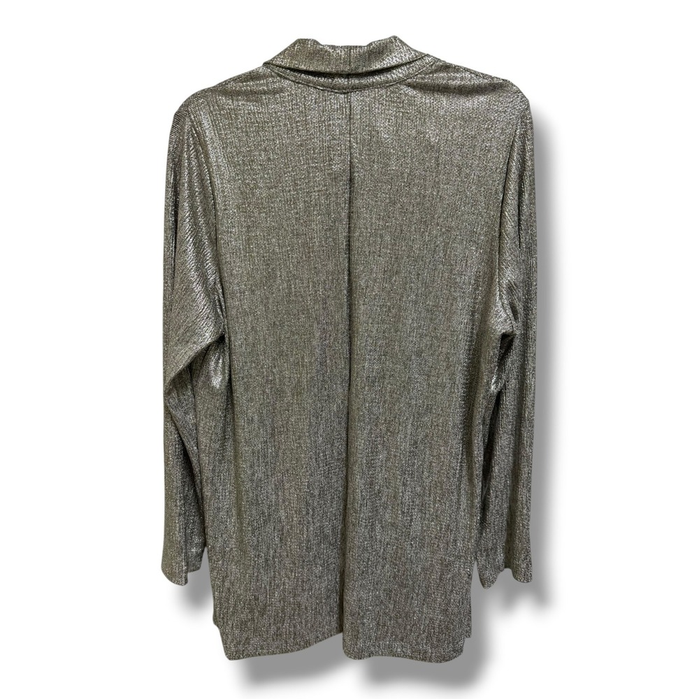 Torrid Metallic Knit Open Front Cardigan Silver Shimmer Plus Size 2 2X NWT NEW - Picture 7 of 10